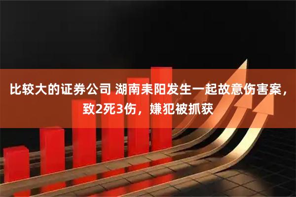比较大的证券公司 湖南耒阳发生一起故意伤害案，致2死3伤，嫌犯被抓获
